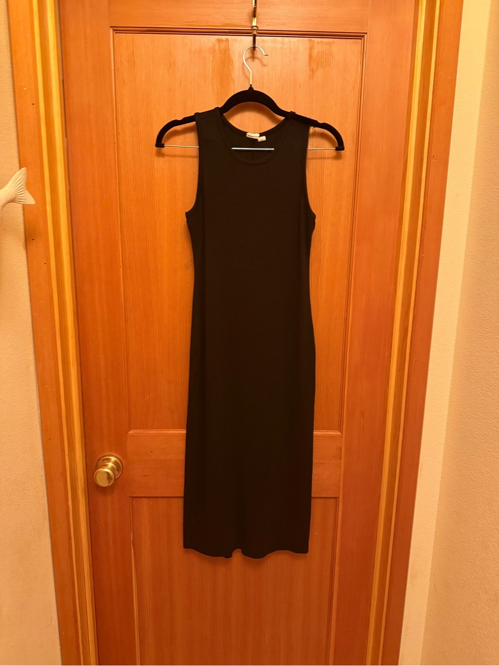 tentree Meteorite Black Ribbed Sleeveless Side Slit Midi Tank Dress S
